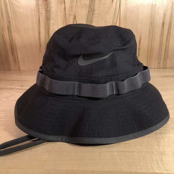 NIKE APEX DRI-FIT BUCKET HAT MENS MEDIUM UNISEX BLACK GREY NEW - Picture 1 of 7